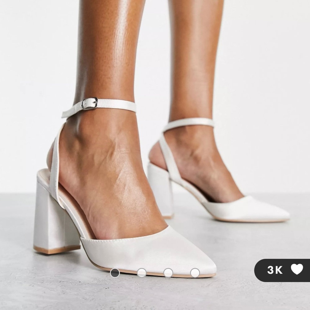 Be Mine Bridal Niema Block Heeled Shoes in Ivory Satin